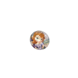 Faceted round flat-back princess picture cabochons - diametre 23 mm - 6 pieces