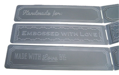 Plastic embossing folders - Handmade for: MADE WITH Love BY: Embossed with Love - size 36 x 145 mm - 3 folders