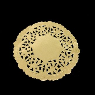 Lacey golden round doilies - diametre 100 mm - 4 pieces