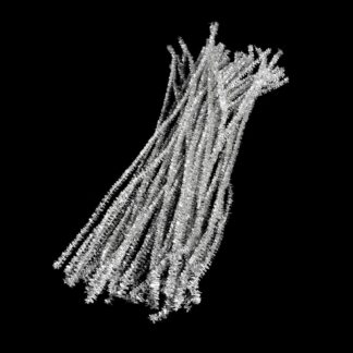 Glittery silvery chenille stems - diametre 6 mm - length 300 mm - 5 pieces