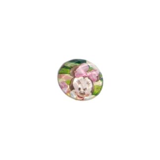 Faceted round flat-back mouse picture cabochons - diametre 23 mm - 10 pieces