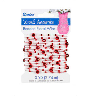Reddish orange beaded floral wire - diametre 7.5 mm - length 2.74 metres