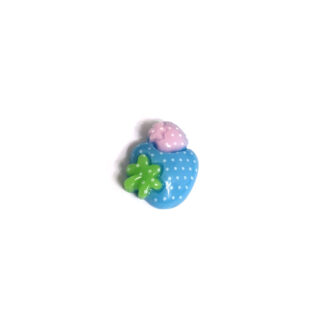 Flat-back blue pink and green plastic strawberry cabochons by piece - size 18 x 19 mm