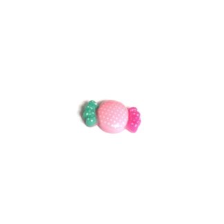Flat-back pink and green plastic candy cabochons by piece - size 14 x 24 mm