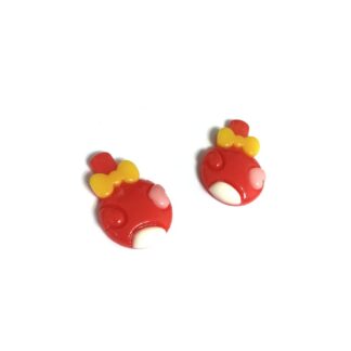 Flat-back red yellow white and pink plastic cabochons by piece -  size 17 x 25 mm