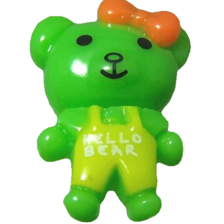 Flat-back green orange and yellow plastic bear cabochons by piece - size 17 x 25 mm