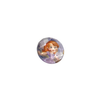 Faceted round flat-back girl picture cabochons - diametre 23 mm - 4 pieces