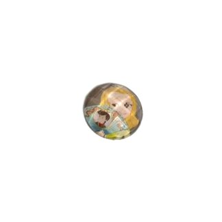 Faceted round flat-back girl picture cabochons - diametre 23 mm - 8 pieces