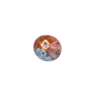 Faceted round flat-back girl picture cabochons - diametre 23 mm - 12 pieces