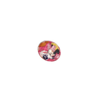 Faceted round flat-back mouse picture cabochons - diametre 23 mm - 8 pieces