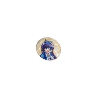 Faceted round flat-back girl picture cabochons - diametre 23 mm - 6 pieces
