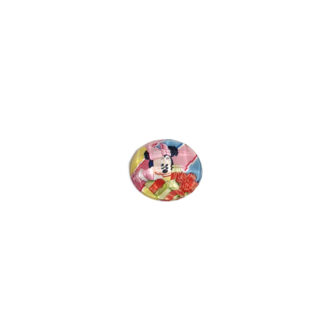 Faceted round flat-back mouse picture cabochons by piece - diametre 18 mm