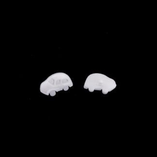 White plastic car buttons - size 11 x 17 mm - 6 pieces