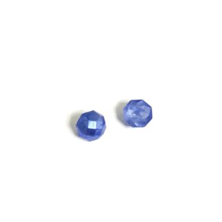 Faceted round blue plastic shank buttons - diametre 12 mm - 6 pieces