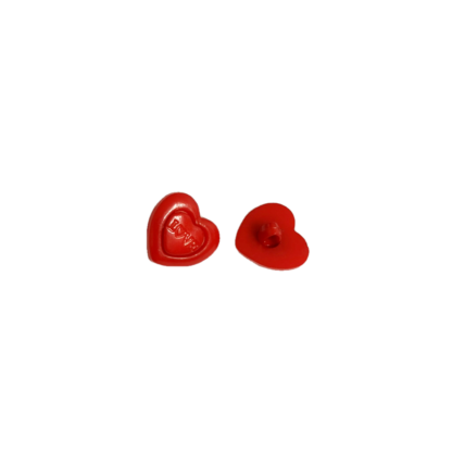 Red heart word LOVE plastic buttons - size 14 x 15 mm - 6 pieces