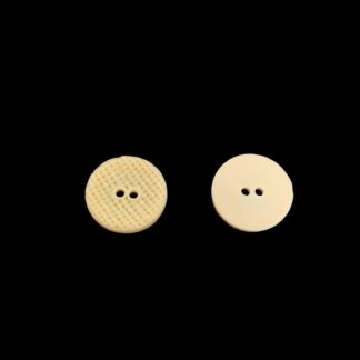 Two-hole round greyish yellow plastic buttons - diametre 21 mm - 4 pieces