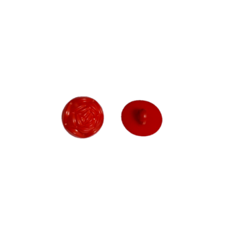 Red rose round dome plastic buttons - diametre 18 mm - 4 pieces