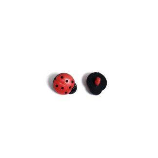 Red and black ladybird plastic buttons - size 13 x 15 mm - 4 pieces