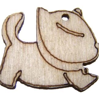 Cream brown wooden dogs - size 21 x 24 mm - 5 pieces
