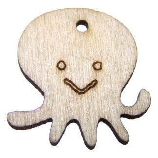 Cream brown wooden octopuses - size 23 x 25 mm - 4 pieces