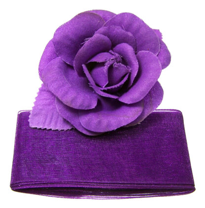 Light purple fabric flower and ribbon - diametre 70 mm