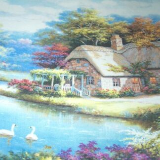 Dreamscapes embroidery image on pure cotton fabric - size 600 x 600 mm