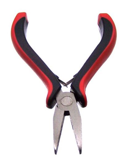 Flat nose black and red jewellery pliers with rubber grip - size 54 x 127 mm