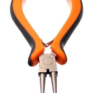 Metal round nose pliers with orange and grey soft grip handles - size 55 x 130 mm