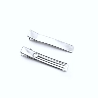 Silvery metal hair clips - length 60 mm - 2 pieces