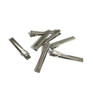 Silvery metal alligator hair clip - length 55 mm - 6 pieces