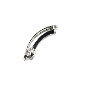 Silvery metal barrette hair clip - size 10 x 90 mm