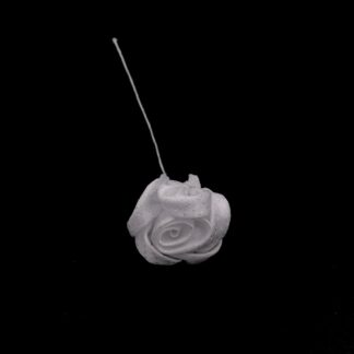 White fabric flower with stem decoration - size 32 mm