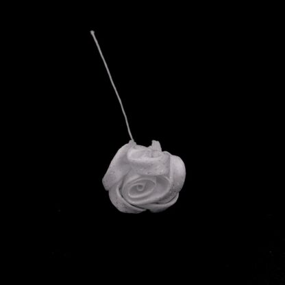 White fabric flower with stem decoration - size 32 mm