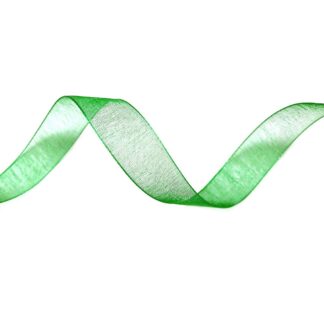 Green organza ribbon by metre - width 16 mm