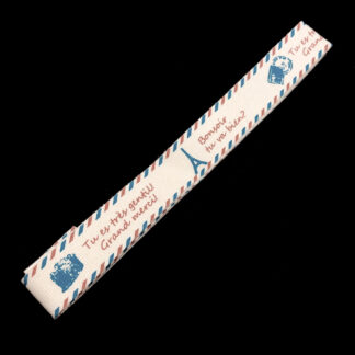Cream white cotton ribbon with post office pattern by metre - width 15 mm