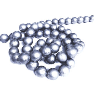 Round crackle silvery grey glass beads by strand - diametre 14 mm - length 80 cm