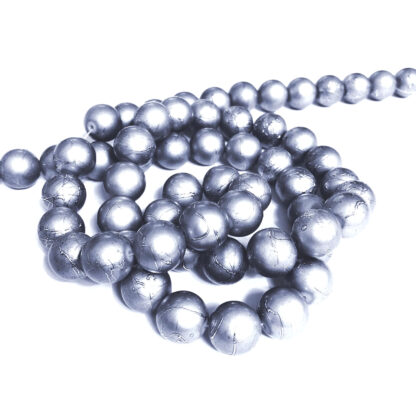 Round crackle silvery grey glass beads by strand - diametre 14 mm - length 80 cm