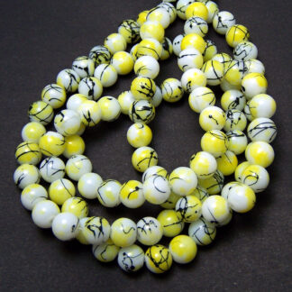 Round black white and yellow beads by strand - diametre 8 mm - length 80 cm