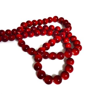 Round cherry red glass beads by strand - diametre 12 mm - length 80 cm