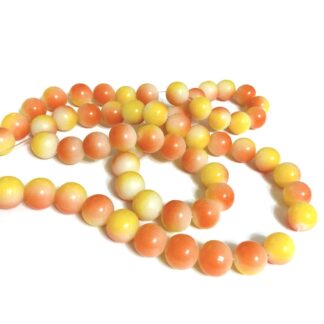 Orange yellow and white round glass beads - diametre 14 mm - 57 pieces
