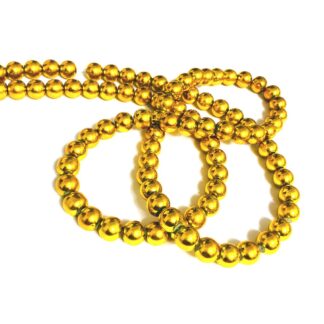 Round golden yellow glass beads by strand - diametre 10 mm - length 81 cm