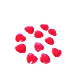 Heart-shaped red acrylic decoration - size 12 mm - 10 pieces