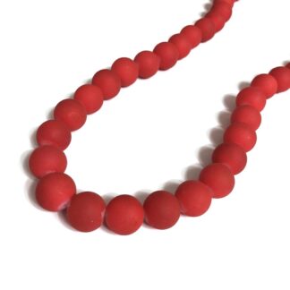 Rubbery round red glass beads by strand - diametre 16 mm - length 75 cm