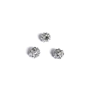 Round silvery plastic beads with studs - diametre 12 mm - 3 pieces