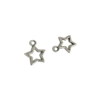 Silvery metal star pendants - size 17 mm - 2 pieces