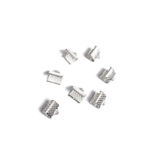 Silvery metal ribbon clamps - width 8 mm - 10 pieces