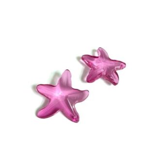 Pink acrylic starfish beads - size 38 x 40 mm - 2 pieces