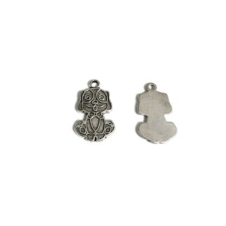 Silvery metal dog pendants - size 16 x 27 mm - 2 pieces