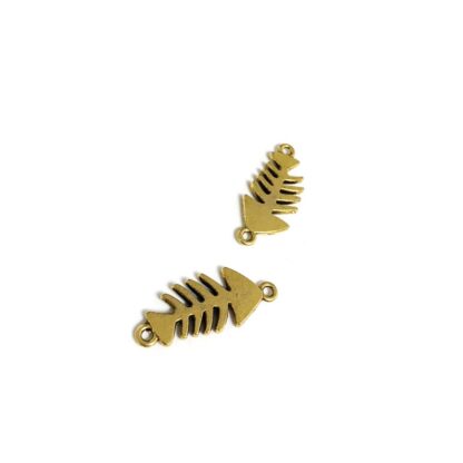 Golden metal fish bone connector - size 13 x 31 mm