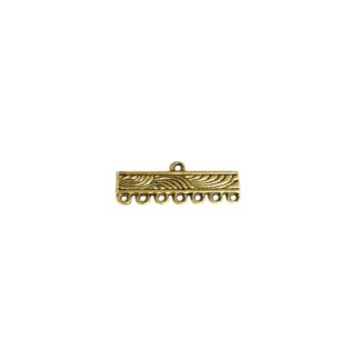 Golden metal rectangular-shaped earring connector pendant - size 11 x 28 mm - 2 pieces